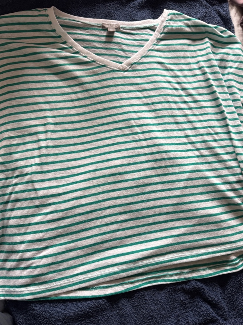 Falls Creek Striped Tee in White and Mint